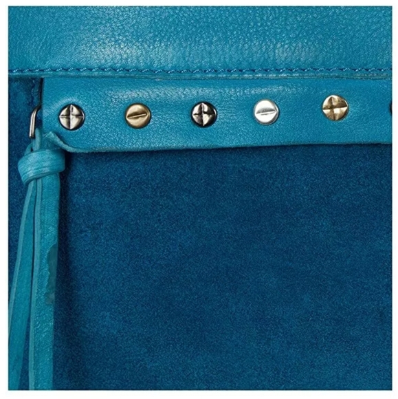 NWT FREE PEOPLE VALENCIA STUDDED TOTE PETROL - Picture 3 of 5